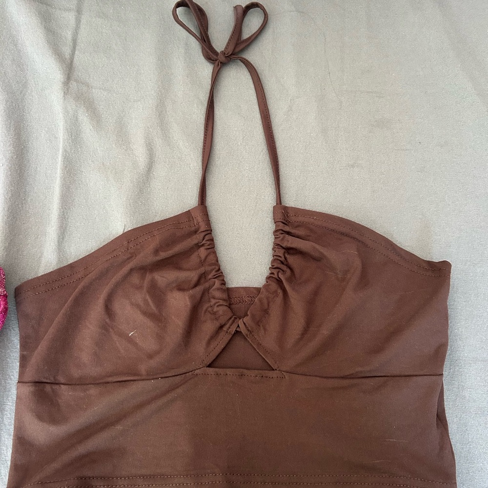 SHEIN Chocolate Brown Halter Top